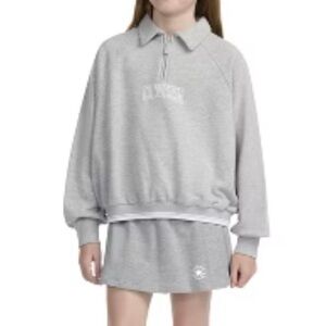 Converse Light Gray Cropped Quarter-Zip Sweatshirt & Skort Set